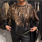 Casual Loose Round Neck Leopard Print Top