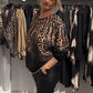 Casual Loose Round Neck Leopard Print Top
