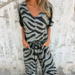 🔥 Hot Sale🔥Women's Zebra Print V-Neck Top & Pants Two-Piece Set