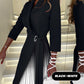 💕Limited Sale 50% OFF💕Ombre Lapel Neck Tied Waist Pleated Blazer Dress