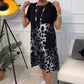 Round Neck Loose Print Short Sleeve Dress