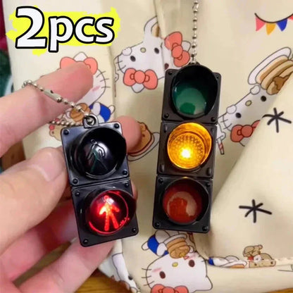 Mini LED traffic light keychain