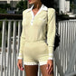 🌸Spring Specials💐 Fashion Long Sleeve Knit V-Neck Short Jumpsuit