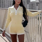🌸Spring Specials💐 Fashion Long Sleeve Knit V-Neck Short Jumpsuit