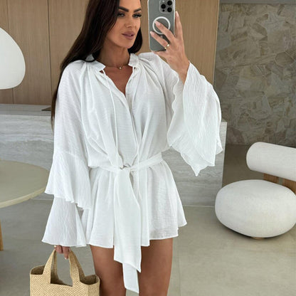 💞Luxurious and refreshing😍Women's Solid Color Loose Mini Dress