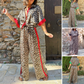🌸Spring Hot Sale 50% OFF💐Leopard Print Color Block Short Sleeve Loose Shirt and Elastic Waist Pocket Pants Set