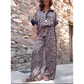 🌸Spring Hot Sale 50% OFF💐Leopard Print Color Block Short Sleeve Loose Shirt and Elastic Waist Pocket Pants Set