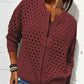 🌸Spring Specials💐 Women's Casual Zipper Knit Jacket with Hollow Design