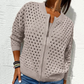 🌸Spring Specials💐 Women's Casual Zipper Knit Jacket with Hollow Design