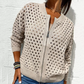 🌸Spring Specials💐 Women's Casual Zipper Knit Jacket with Hollow Design