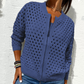 🌸Spring Specials💐 Women's Casual Zipper Knit Jacket with Hollow Design