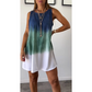 Round Neck Sleeveless Dress with Gradient Print