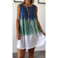 Round Neck Sleeveless Dress with Gradient Print