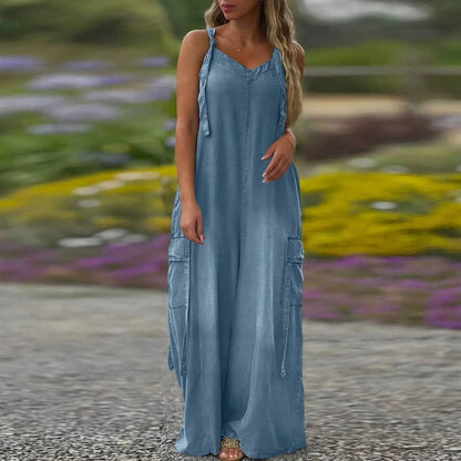 🔥Early Summer New✨Women's Loose Wide-Leg Jumpsuit with Pockets