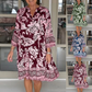Women's Casual V-Neck Floral Print Dress