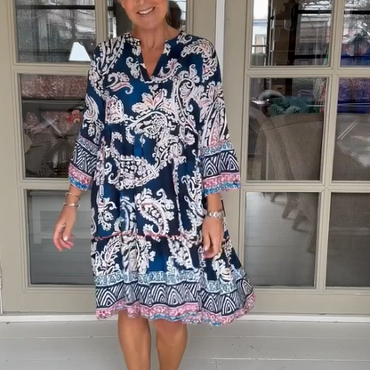 Women's Casual V-Neck Floral Print Dress