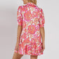 Women's Dress with Puff Sleeves, Pockets and Ruffle