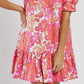 Women's Dress with Puff Sleeves, Pockets and Ruffle