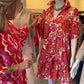 Women's Dress with Puff Sleeves, Pockets and Ruffle