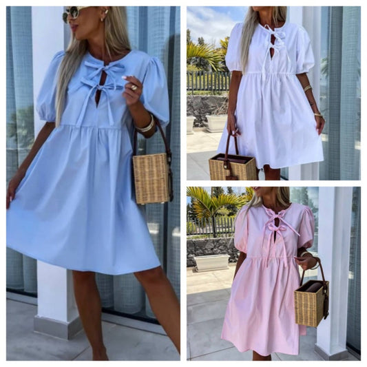 🌴 Summer limited ice silk puff sleeve dress|Sweat dissipates, always keep it light