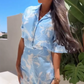 💕Big price reduction💕Women's Casual Printed Short Sleeve Shirt Wide Leg Pants Set
