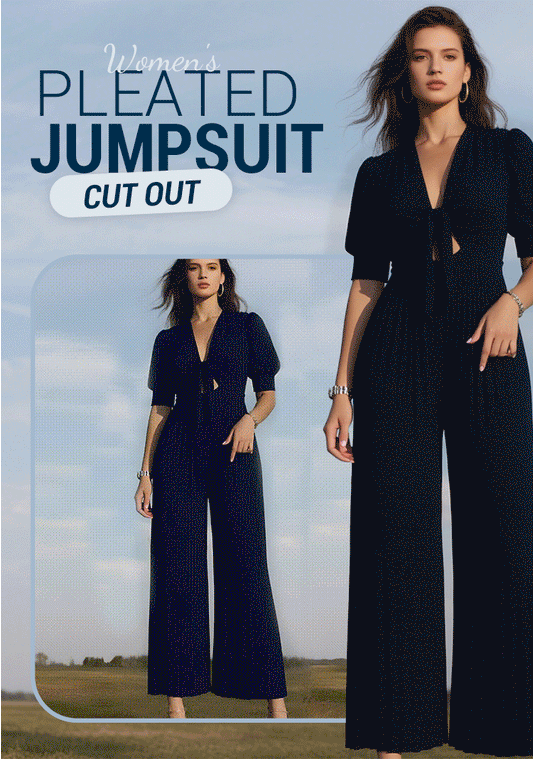 💃Draped pleated × simple solid color jumpsuit set