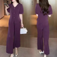 ⏳Time-limited Special 💖V-Neck Short Sleeve Top & Matching Wide-Leg Pants 2-Piece Set for Women