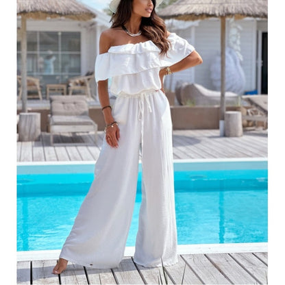 🌞Summer Sale🌺 Women’s Off - Shoulder Ruffle Jumpsuit – 50% OFF