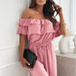 🌞Summer Sale🌺 Women’s Off - Shoulder Ruffle Jumpsuit – 50% OFF