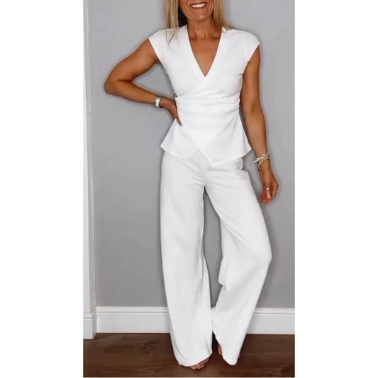 🎉 Last Day Promotion-50% OFF🔥💋Women's Elegant V-Neck Top & Pants Set