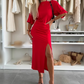 Cotton slit midi skirt|Slit design 👯 ♀️ on the side, a slim skirt ✨ with a sense of flow when walking