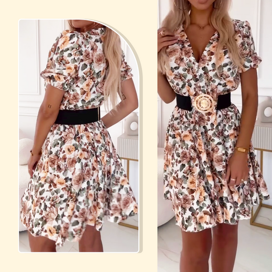 ⏳Limited time 58% off💥✨Women's V-neck floral print mini dress