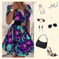 ⏳Limited time 58% off💥✨Women's V-neck floral print mini dress