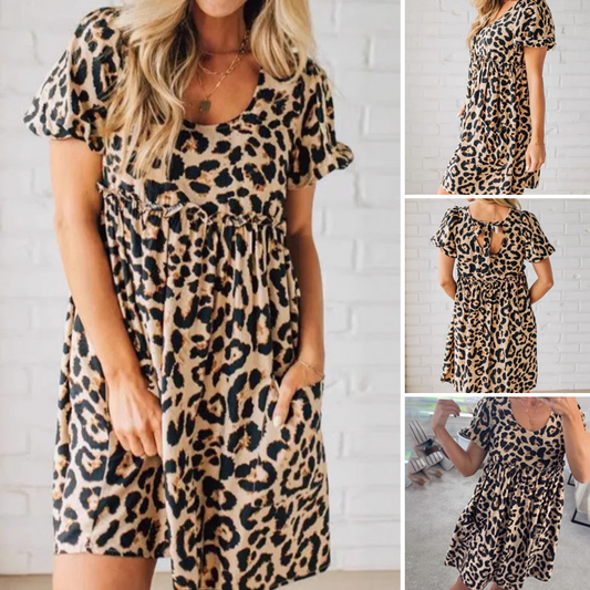 🐆 Women's Leopard Print Mini Dress – Flirty & Fun