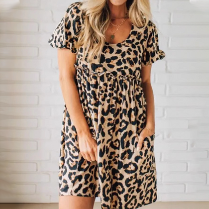 🐆 Women's Leopard Print Mini Dress – Flirty & Fun