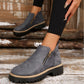 Women's Round-Toe Ankle Boots with Side Zipper