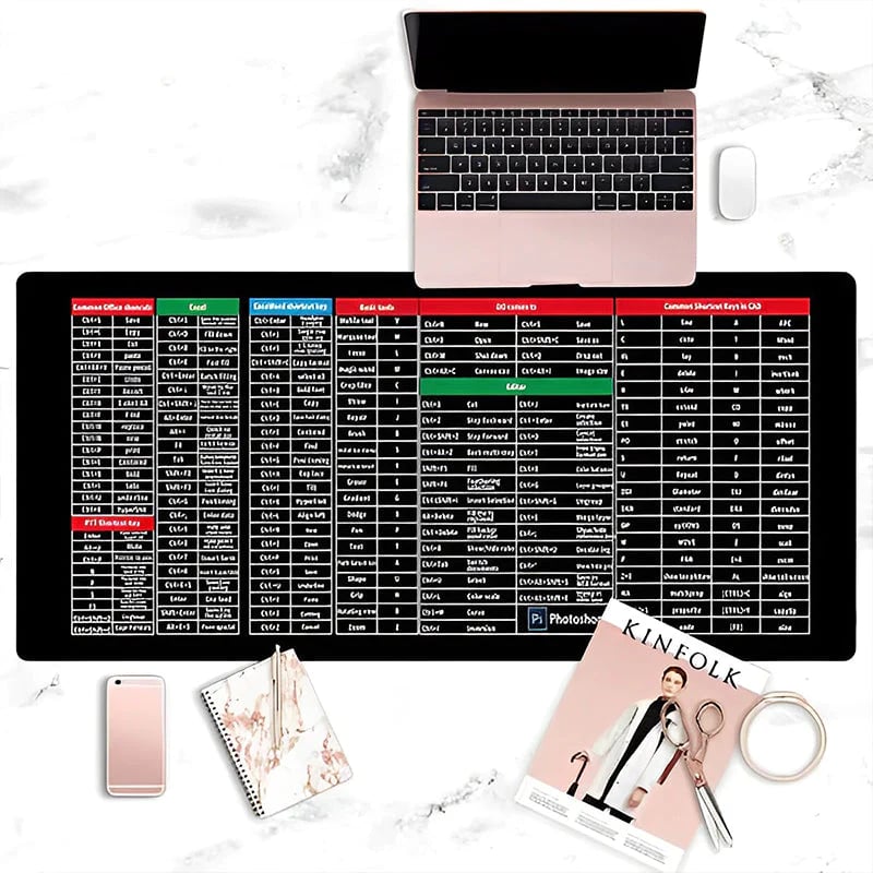 🔥Christmas Special 49% OFF🎅 Extra Large Shortcut Key Anti-Slip Edge Locking Keyboard Mouse Pad