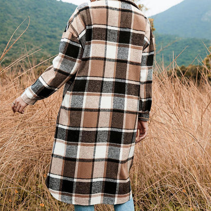 🔥HOT SALE 50% OFF🔥🎁[Best Gift For Her] Women's Plaid Print Long Sleeve Warm Tweed Coat