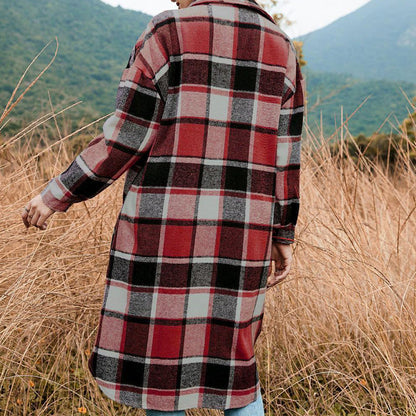 🔥HOT SALE 50% OFF🔥🎁[Best Gift For Her] Women's Plaid Print Long Sleeve Warm Tweed Coat