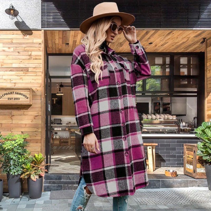 🔥HOT SALE 50% OFF🔥🎁[Best Gift For Her] Women's Plaid Print Long Sleeve Warm Tweed Coat