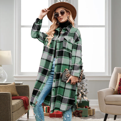 🔥HOT SALE 50% OFF🔥🎁[Best Gift For Her] Women's Plaid Print Long Sleeve Warm Tweed Coat