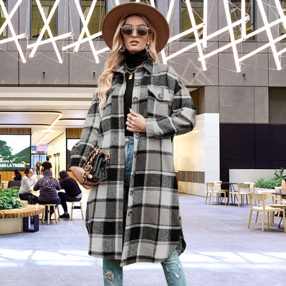 🔥HOT SALE 50% OFF🔥🎁[Best Gift For Her] Women's Plaid Print Long Sleeve Warm Tweed Coat