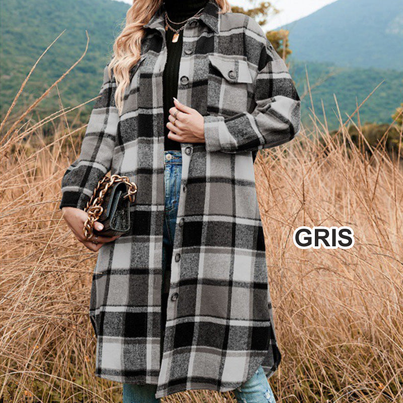 🔥HOT SALE 50% OFF🔥🎁[Best Gift For Her] Women's Plaid Print Long Sleeve Warm Tweed Coat