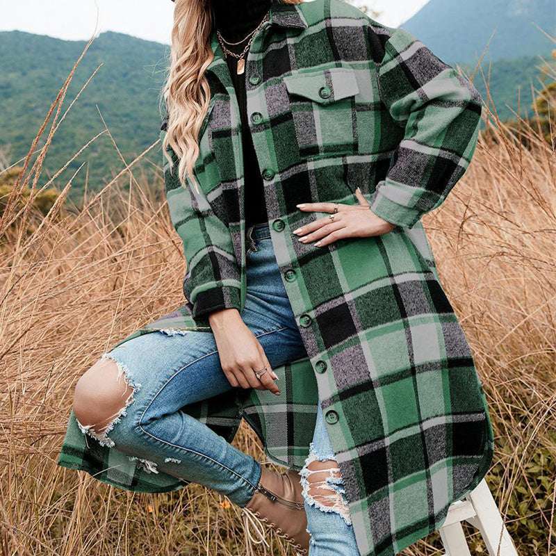 🔥HOT SALE 50% OFF🔥🎁[Best Gift For Her] Women's Plaid Print Long Sleeve Warm Tweed Coat