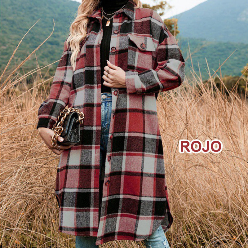 🔥HOT SALE 50% OFF🔥🎁[Best Gift For Her] Women's Plaid Print Long Sleeve Warm Tweed Coat