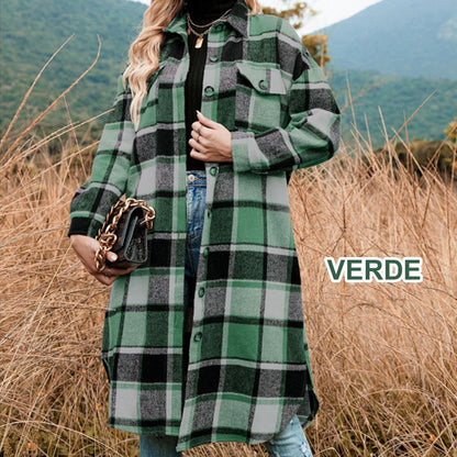 🔥HOT SALE 50% OFF🔥🎁[Best Gift For Her] Women's Plaid Print Long Sleeve Warm Tweed Coat