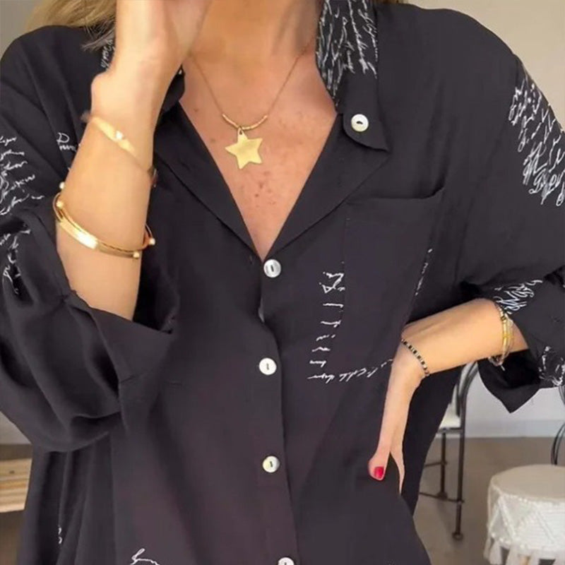 🎁Hot Sale 49% OFF⏳Women's Long Sleeve Print Fashion Lapel Shirt