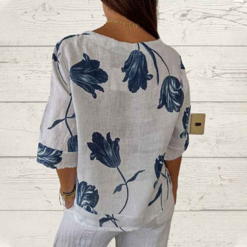 🎉New product launch💐– Women's Linen V-Neck Loose Top (51% OFF)