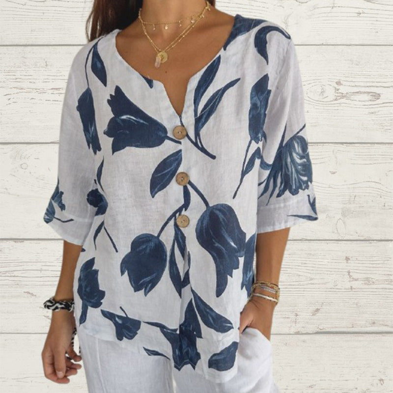 🎉New product launch💐– Women's Linen V-Neck Loose Top (51% OFF)