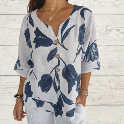 🎉New product launch💐– Women's Linen V-Neck Loose Top (51% OFF)